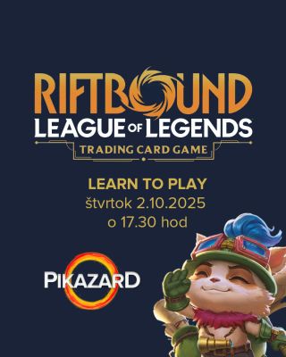 Chceš sa naučiť Riftbound ? Príď vo štvrtok na Learn To Play event, kedy ti vysvetlíme pravidlá a vyskúšaš si novinku na...